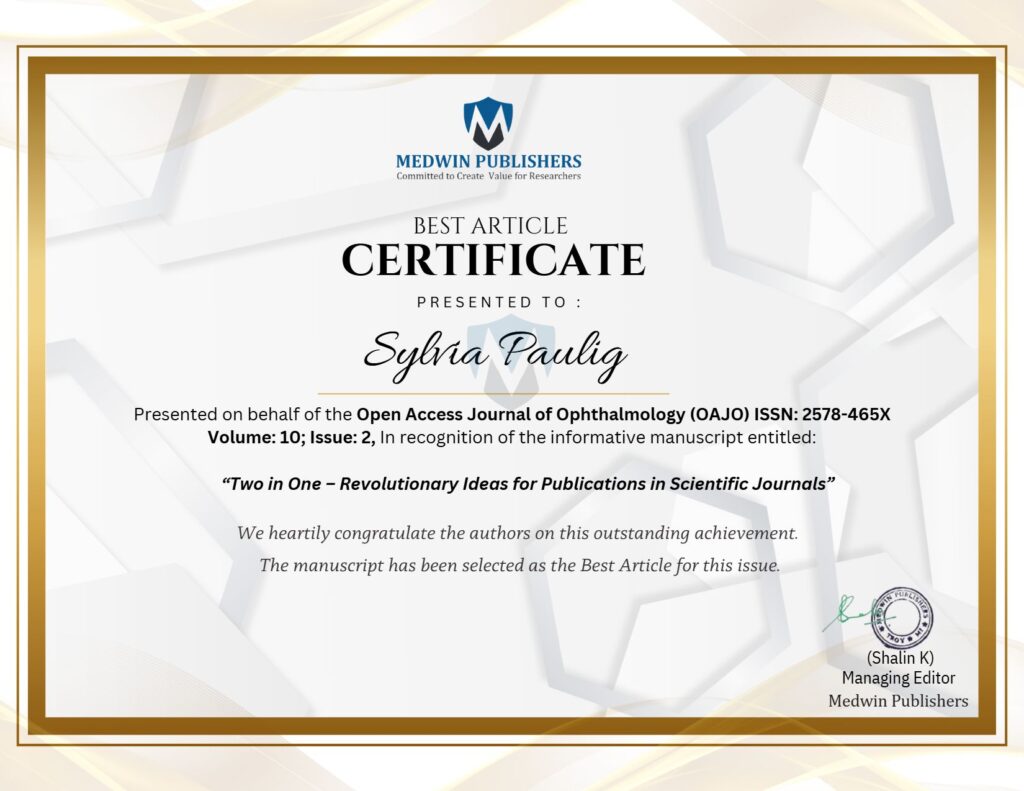 Zertifikat für Sylva Paulig auf hellem Hintergrund mit goldenen und blauen Details