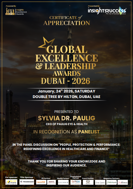 Goldenes Zertifikat Global Excellence Awards Dubai 2026 vor Skyline